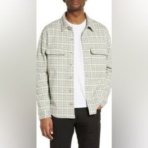 Vince Men's Plaid Cotton Blend Shirt Jacket - Tan and Gray Size XXL EUC